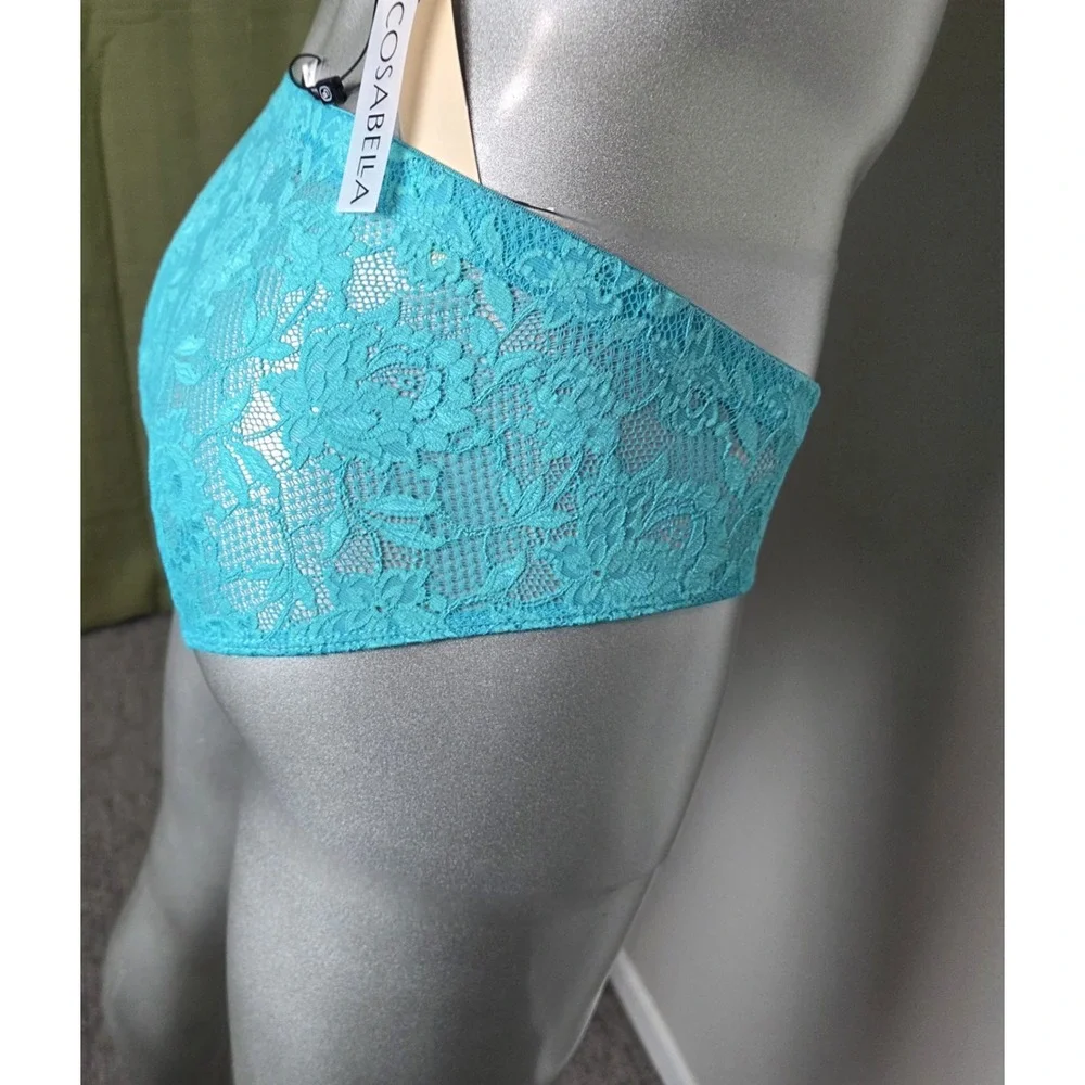 Cosabella Never‎ Say Never Mens Low Rise Brief Turquoise Floral Lace Teal